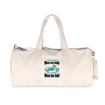 TWO WHEELS MOVE THE SOUL! - Recycelte Canvas-Sporttasche von Stanley/Stella - Naturweiß - Vorne