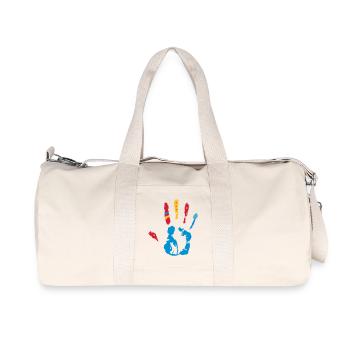 A colorful hand print with various shapes - Recycled Canvas Sports Bag by Stanley/Stella - natural - Front