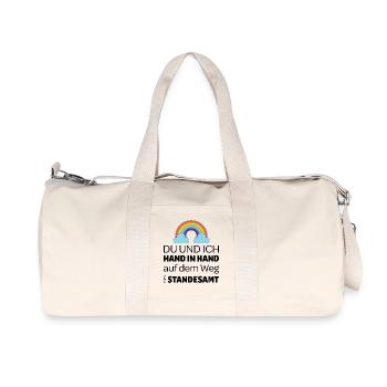 Tolles Design um eine Heiratsantrag zu machen - Recycelte Canvas-Sporttasche von Stanley/Stella - Naturweiß - Vorne