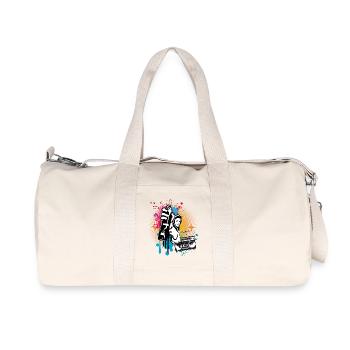 pulvérisateur de motifs d’art de rue cool avec ghetto blaster - Sac de sport en toile recyclée Stanley/Stella - blanc naturel - Devant