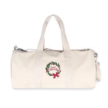 Weihnachtskranz mit roter Schleife - Recycelte Canvas-Sporttasche von Stanley/Stella - Naturweiß - Vorne