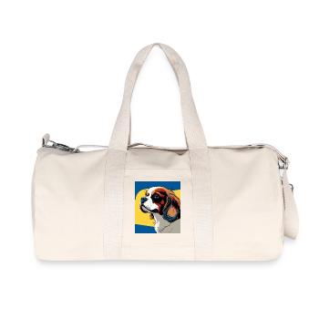 Chien cavalier king charles stylisé pop art - Sac de sport en toile recyclée Stanley/Stella - blanc naturel - Devant
