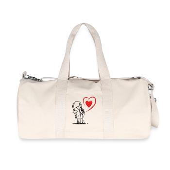 Girl Singing with a Heart Note - Recycled Canvas Sports Bag by Stanley/Stella - natural - Front