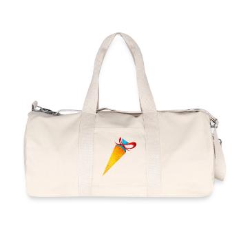 Cône d’école coloré avec ruban rouge - Sac de sport en toile recyclée Stanley/Stella - blanc naturel - Devant