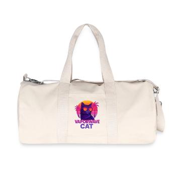 Vaporwave Cat with Sunset - Recycled Canvas Sports Bag by Stanley/Stella - natural - Front