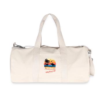 Plage vacances coucher de soleil illustration - Sac de sport en toile recyclée Stanley/Stella - blanc naturel - Devant