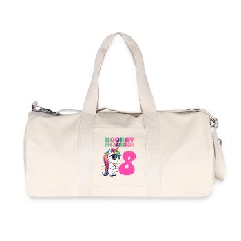 Unicorn - Hooray I am already 8 - Recycled Canvas Sports Bag by Stanley/Stella - natural - Front