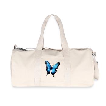 blue flying butterfly - Recycled Canvas Sports Bag by Stanley/Stella - natural - Front