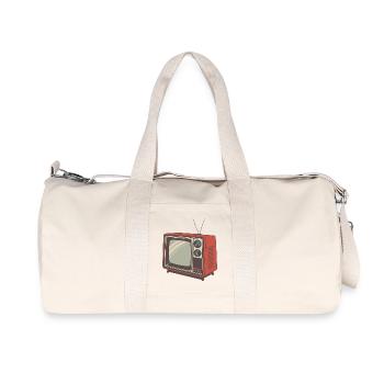 Vintage-Orange-Retro-Fernseher - Recycelte Canvas-Sporttasche von Stanley/Stella - Naturweiß - Vorne