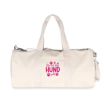 Celui qui marche avec le chien qui dit pattes - Sac de sport en toile recyclée Stanley/Stella - blanc naturel - Devant