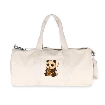 Panda mit Bubble Tea kawaii Panda - Recycelte Canvas-Sporttasche von Stanley/Stella - Naturweiß - Vorne