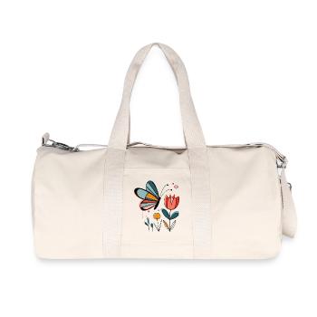 Papillon à motif printanier avec des fleurs - Sac de sport en toile recyclée Stanley/Stella - blanc naturel - Devant