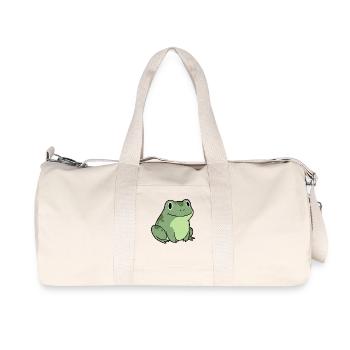 Kuschelfrosch Cartoon niedlicher Kinder Frosch - Recycelte Canvas-Sporttasche von Stanley/Stella - Naturweiß - Vorne