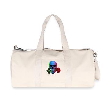 Neon Totenkopf mit Rose Gothic Design - Recycelte Canvas-Sporttasche von Stanley/Stella - Naturweiß - Vorne
