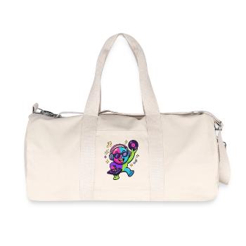 Neon DJ Emoticon Dance Party - Recycled Canvas Sports Bag by Stanley/Stella - natural - Front
