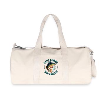 Angeln mit meinem Papa - Recycelte Canvas-Sporttasche von Stanley/Stella - Naturweiß - Vorne