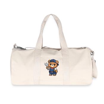 Kleiner Bär Handwerker mit Schraubenschlüssel - Recycelte Canvas-Sporttasche von Stanley/Stella - Naturweiß - Vorne