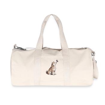 Chien Akita Inu avec motif papillon - Sac de sport en toile recyclée Stanley/Stella - blanc naturel - Devant