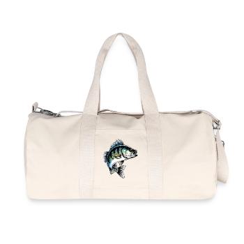 Jumping Perch Dynamic Fish Illustration - Recycled Canvas Sports Bag by Stanley/Stella - natural - Front