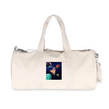 Astronaut Rides Pizza In Space Funny Space T - Recycled Canvas Sports Bag by Stanley/Stella - natural - Front