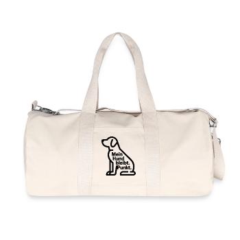 Mein Hund bleibt Punkt – Silhouette mit Text - Recycelte Canvas-Sporttasche von Stanley/Stella - Naturweiß - Vorne