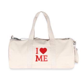 I Love Me Selbstliebe Herz-Design - Recycelte Canvas-Sporttasche von Stanley/Stella - Naturweiß - Vorne