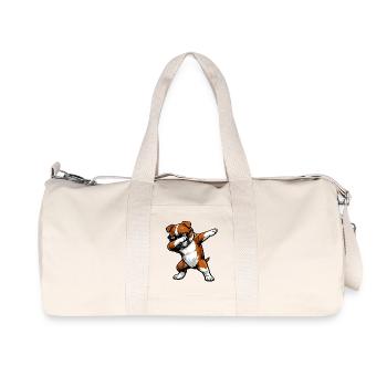 Dabbing Staffordshire Bull Terrier - Recycelte Canvas-Sporttasche von Stanley/Stella - Naturweiß - Vorne