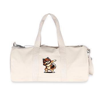 Dabbing Eurasier im Comic Stil - Recycelte Canvas-Sporttasche von Stanley/Stella - Naturweiß - Vorne