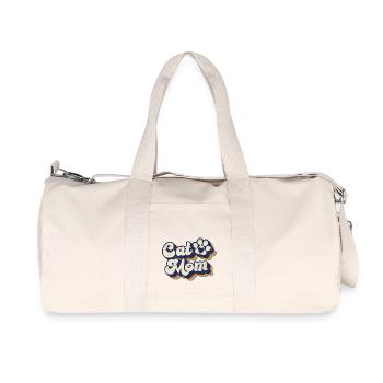 Cat Mom - Retro Kitty Cat Paw Cat Lover Mom Gift - Recycled Canvas Sports Bag by Stanley/Stella - natural - Front