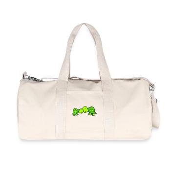 2 tortues se câlinant, un doux couple qui s'embrasse, une équipe amoureuse - Sac de sport en toile recyclée Stanley/Stella - blanc naturel - Devant