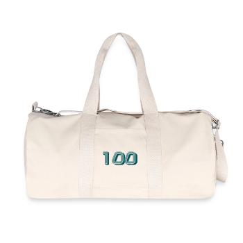 100. 100 JAHRE. 100-JÄHRIGES JUBILÄUM. GEBURTSTAG 100 - Recycelte Canvas-Sporttasche von Stanley/Stella - Naturweiß - Vorne