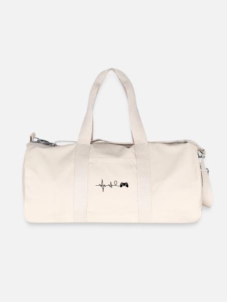 Jeu Gamer, battement de cœur drôle de joueur - Sac de sport en toile recyclée Stanley/Stella - blanc naturel