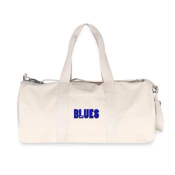 Vibrant Blues Music Typography Design - Recycled Canvas Sports Bag by Stanley/Stella - natural - Front