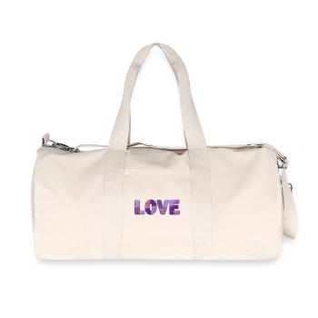 Patchwork Love – Trend Print - Recycled Canvas Sports Bag by Stanley/Stella - natural - Front