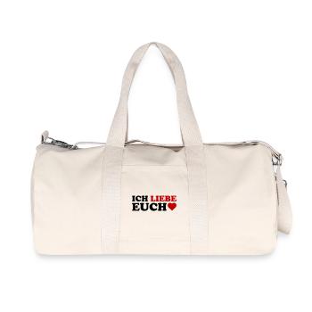 LIEBE Herzrot – Rotes Wortkunst-Design - Recycelte Canvas-Sporttasche von Stanley/Stella - Naturweiß - Vorne