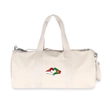 Singapore Portugal Flag Hands Heart Shape - Recycled Canvas Sports Bag by Stanley/Stella - natural - Front