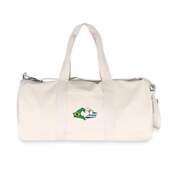 Brazil Uruguay Flag Hands Heart Shape - Recycled Canvas Sports Bag by Stanley/Stella - natural - Front