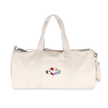 Mexique Uruguay drapeau mains forme de coeur utilisé - Sac de sport en toile recyclée Stanley/Stella - blanc naturel - Devant