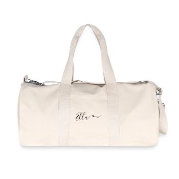 Prénom de famille Ella Décoratif - Sac de sport en toile recyclée Stanley/Stella - blanc naturel - Devant
