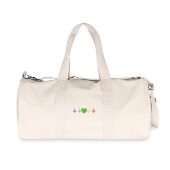 Rainbow Heartbeat Fierté LGBT - Sac de sport en toile recyclée Stanley/Stella - blanc naturel - Devant