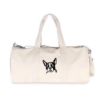 Boston Terrier - Recycelte Canvas-Sporttasche von Stanley/Stella - Naturweiß - Vorne