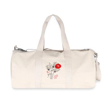 filigree delicate flowers, Flowers - Recycled Canvas Sports Bag by Stanley/Stella - natural - Front