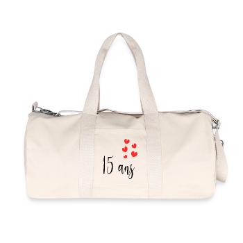 15. 15 ANS. 15e ANNIVERSAIRE. ANNIVERSAIRE 15 ANS. - Sac de sport en toile recyclée Stanley/Stella - blanc naturel - Devant