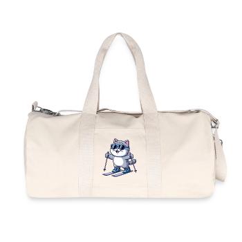 British Shorthair Cat Skiing Winter - Recycled Canvas Sports Bag by Stanley/Stella - natural - Front