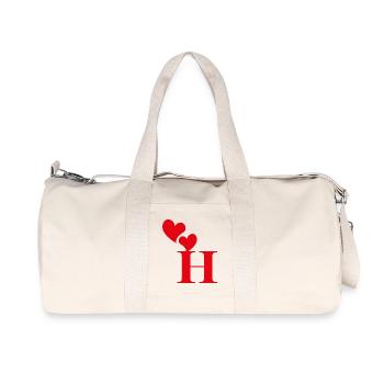Buchstabe h rotes Herz - Recycelte Canvas-Sporttasche von Stanley/Stella - Naturweiß - Vorne
