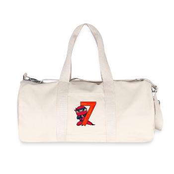 7th Birthday Motif Ninja - 7 years old - Recycled Canvas Sports Bag by Stanley/Stella - natural - Front