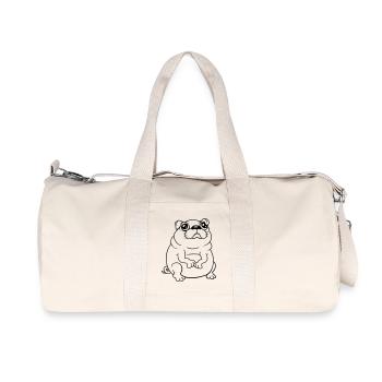 Mops Hund Sitzt Klein Betteln Dick Guckt Traurig - Recycelte Canvas-Sporttasche von Stanley/Stella - Naturweiß - Vorne