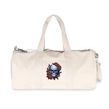Crâne avec des fleurs de roses - Sac de sport en toile recyclée Stanley/Stella - blanc naturel - Devant