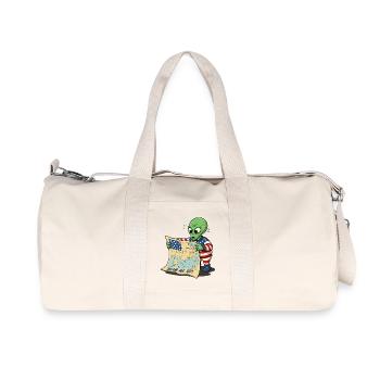 Süßer Alien mit USA Landkarte - Recycelte Canvas-Sporttasche von Stanley/Stella - Naturweiß - Vorne