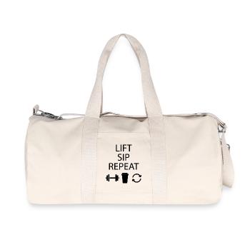 Lift • Sip • Repeat – Fitness & Coffee Shirt | Gym - Recycled Canvas Sports Bag by Stanley/Stella - natural - Front